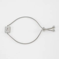 Adjustable silver titanium steel bracelet with letter A pendant and pull-chain clasp - Silver A