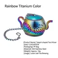 Rainbow teapot tea infuser made of 304 stainless steel with a metal hanging chain - Rainbow Multicolor