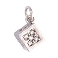 Zilveren kubus hanger met micro-pavé zirkonia en een open buigring voor sieraden - K323275-Witgoud Vierkant Zirconia