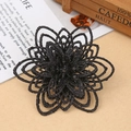 Elegant black hollow Christmas flower with glitter coating for DIY tree decoration - Black
