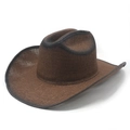 Classic brown woven western cowboy sun hat with dark trim and breathable mesh texture - M(56-58cm) / Coffee