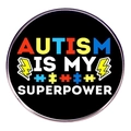 Μαύρη καρφίτσα Autism is my Superpower με πολύχρωμο σχέδιο παζλ από σμάλτο και μέταλλο - Στυλ 4 (Υπερδύναμη)