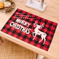 Set de table de Noël à carreaux rouges et noirs avec élan et motif Merry Christmas - Carreaux Rouge Noir Flocon Renne