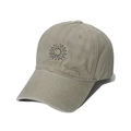 Washed vintage khaki baseball cap with embroidered sun and moon design in front view - 58cm (Adjustable) / Army Green