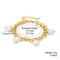Vintage multi-layer gold chain bracelet with white heart-shaped pearls and extender - Heart Pearl