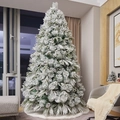 Árbol de Navidad artificial flocado en blanco con piñas y ramas nevadas - Árbol de Pino Nevado - 3m