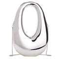 Silver metallic acrylic teardrop clutch with asymmetric hollow design and chain strap - Silver