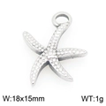 Silver stainless steel starfish pendant charm with textured surface for DIY jewelry making - Silver Sea Star (KLJ9930-Z)