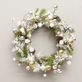 Christmas wreath with green needles, pine cones and gold silver white ornaments - 45cm Gold and Silver Aesthetic Wreath