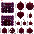 Set 48 palline di Natale bordeaux floccate in misure 4cm 6cm 8cm decorazioni - Borgogna