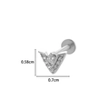 Silver V-shape stainless steel labret stud with crystal zircon, size 0.58cm by 0.7cm - V Shape Design (6#) / Silver