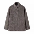 Dunkelgraue Damen-Fleecejacke mit Stehkragen und durchgehender Knopfleiste - S / Dunkelgrau