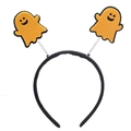 Detail of Halloween ghost headband with spring bobblers on a comfortable fabric wrap - 68# Ghost