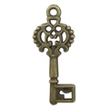 Antike Bronze-Schlüsselanhänger aus Legierung mit verzierten Mustern für DIY-Schmuck - Antik Bronze Blumen Schlüssel 12x28mm