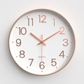 Modern 30cm wall clock featuring a rose gold frame, white dial, and 3D numeric display - White Dial Rose Gold Digits