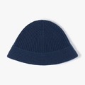 Sombrero bucket de punto de lana azul oscuro grueso para mujer con textura de canalé - Azul