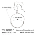 Specifiche tecniche della collana in acciaio inossidabile argento con dettagli su dimensioni - Design ad Arco Argentato (YYCH025004-P) / Argento