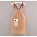 Orange waterproof TPU kitchen apron with multi-pocket design and metal hooks - Double Tiered Pockets / Pink