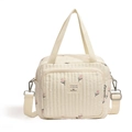 Bolso cambiador acolchado blanco roto con bordado de tulipanes rosas y correa - Tulipán 24*24*13