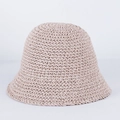 Foldable beige straw bucket hat for women with minimalist breathable woven texture - M (56-58cm) / Pink