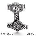 Retro Thor's Hammer pendant with lion head and Celtic knots, 56x37mm viking jewelry - Retro Lion Head Thor's Hammer Style (KP53895-BD)