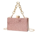 Pochette chic en paillettes roses avec chaîne dorée et fermoir sphérique pour mariages - Champagne à Paillettes Fines