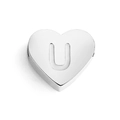 Silver stainless steel heart charm with letter U engraving for personalized jewelry - Letter U (Silver)