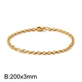 Gouden roestvrijstalen O-schakelarmband voor heren met kreeftensluiting, maat 200x3mm - Goud 3mm Dik (KB113951-Z)