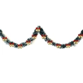 Green Christmas tinsel with white edges and red-gold bows for festive tree decoration - Dark Green White Edge + 12 Gold-Red Bows