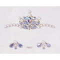 Face gem sticker FG327 featuring crown shape iridescent rhinestones and pearls - FG327 Lotus Crown Style