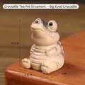 Cute beige clay crocodile tea pet figurine for office and home decor ornament - Crocodile Big Eyes