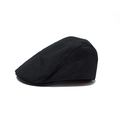 Classic black fabric flat cap for men with a minimalist vintage newsboy silhouette - Black