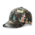 Detailed view of colorful sequin baseball cap with geometric glitter pattern and peak - Colorful Checkered (A)