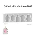 Stampo in silicone a 5 cavità per orecchini a coniglio in resina con misure dettagliate - Stile 7 - Pendente a 5 Maglie