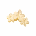 Molla per capelli floreale opaca color crema con tre petali di fiori interconnessi - Confezione sfusa / Bianco Latte Opaco