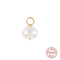 S925 Sterling Silber vergoldeter Tropfenperle Ohrring Anhänger Zubehör - Gold Wassertropfenperle (#26)