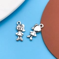 Silver cartoon girl pendant accessory for DIY jewelry making with Tibetan silver finish - 1pc Antique Silver Girl 7x16mm