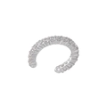 Detail view of silver C-shaped ear cuff with pave-set sparkling cubic zirconia stones - VE693 (1 Pair) / White Gold