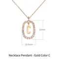 Ciondolo in argento 925 placcato oro con lettera C e zirconi misura di 15mm - Stile ciondolo lettera C ovale con pavé di zirconi / Argento 925 / 50cm (40+5+5cm) / Oro