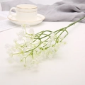 Single stem of realistic white artificial gypsophila flower with deep green stem - Single Stem-Green