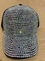 Sparkling black baseball cap with colorful rhinestones and breathable fabric for women - Black Mesh White AB Rhinestones