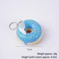 Porte-clés beignet bleu en mousse PU avec pépites colorées et pendentif en forme de cœur - Bleu
