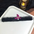 Cerchietto di Halloween in pizzo con cappello da strega viola glitterato e stelle - 3# Bracciale Slap Cappello Viola