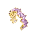 18k gold plated ear cuff featuring channel-set rectangular purple zircon stones - Single Piece / Purple Zirconia