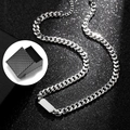 Silver Cuban link necklace with rectangular ID tag and black gift box display - Square Necklace - 50cm With Gift Box