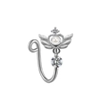 Elegant silver butterfly crown nose clip with pearl and zircon wing design for women - Angel Wings Pearl Style (FNN3111827)