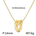 Minimalistische halsketting met drie in elkaar grijpende ringen in 18K goudlook - Driedubbele Ring Stijl B Goud (KN236537-HR)