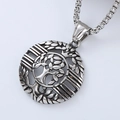 Vintage stainless steel Tree of Life pendant necklace with silver finish for men - Woven Edge Tree Of Life