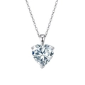 Collana cuore in argento S925 con zircone trasparente e castone a tre griffe elegante - Argento (6.5mm/1ct)
