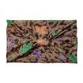 Bohemian elastic yoga headband with brown batik butterfly and floral pattern print - Dark Brown Butterfly Floral Bow (10778)